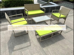 صندلی میز قهوه ای با پارچه رتان دست ساز برای غذا خوردن در فضای باز و استراحت صندلی میز مجموعه مبلمان عثمانی