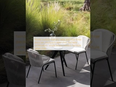 میز و صندلی بالکن بیرونی نوردیک سه قطعه، صندلی رتان حیاط، ترکیب میز چای، مبلمان بیرونی ساده